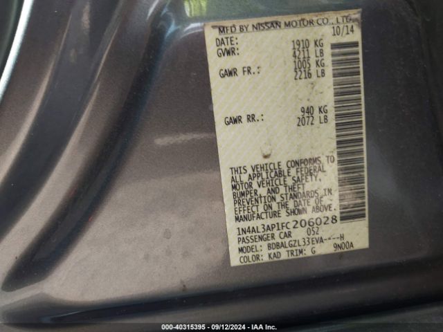 Photo 8 VIN: 1N4AL3AP1FC206028 - NISSAN ALTIMA 