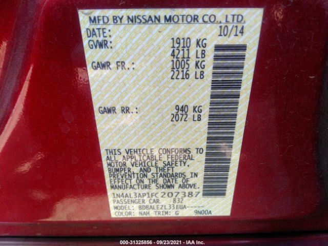 Photo 8 VIN: 1N4AL3AP1FC207387 - NISSAN ALTIMA 