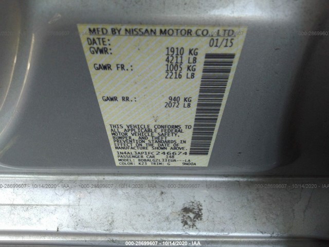 Photo 8 VIN: 1N4AL3AP1FC246674 - NISSAN ALTIMA 