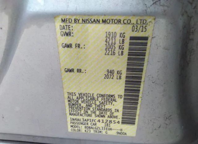 Photo 8 VIN: 1N4AL3AP1FC412854 - NISSAN ALTIMA 