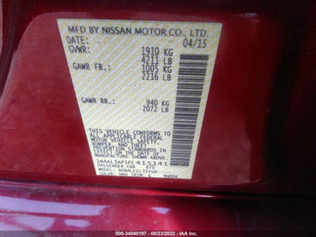 Photo 8 VIN: 1N4AL3AP1FC415141 - NISSAN ALTIMA 