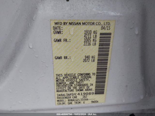 Photo 8 VIN: 1N4AL3AP1FC419089 - NISSAN ALTIMA 