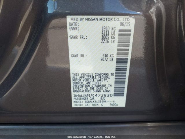 Photo 8 VIN: 1N4AL3AP1FC472830 - NISSAN ALTIMA 