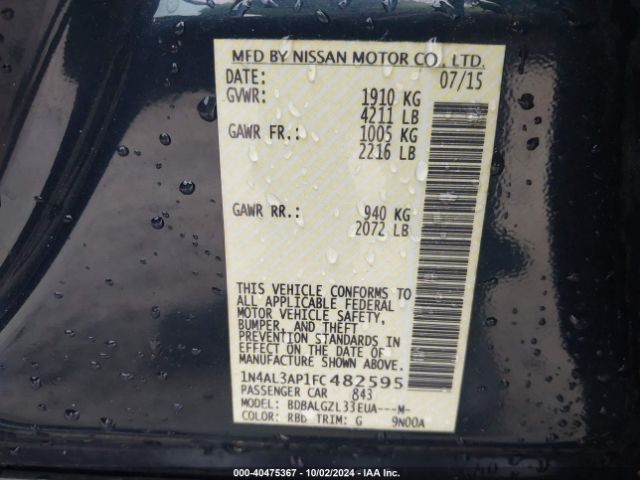 Photo 8 VIN: 1N4AL3AP1FC482595 - NISSAN ALTIMA 