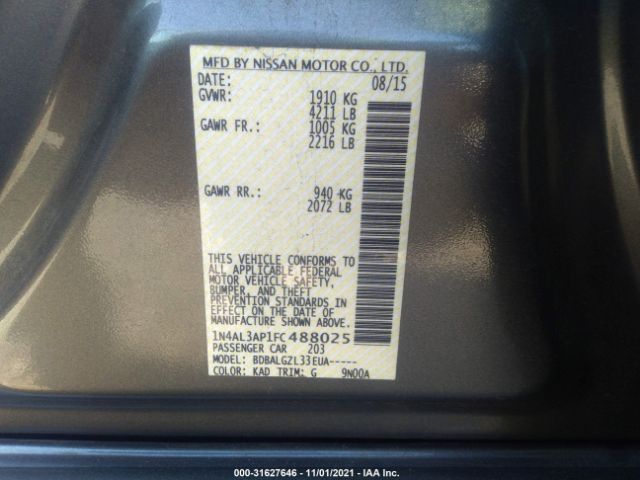 Photo 8 VIN: 1N4AL3AP1FC488025 - NISSAN ALTIMA 