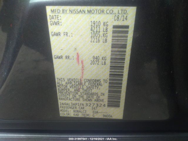 Photo 8 VIN: 1N4AL3AP1FN327324 - NISSAN ALTIMA 