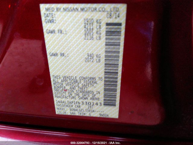 Photo 8 VIN: 1N4AL3AP1FN330143 - NISSAN ALTIMA 