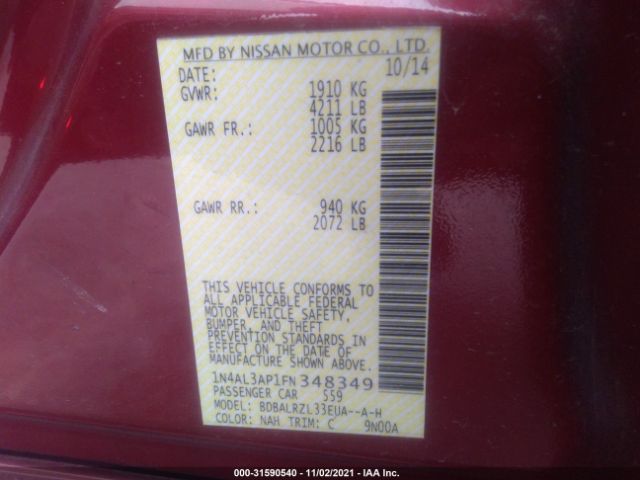 Photo 8 VIN: 1N4AL3AP1FN348349 - NISSAN ALTIMA 