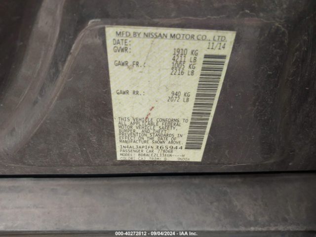 Photo 8 VIN: 1N4AL3AP1FN365944 - NISSAN ALTIMA 