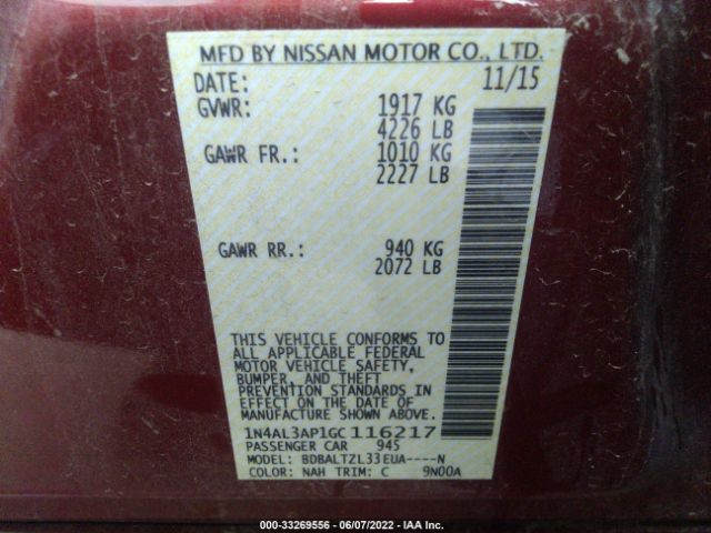 Photo 8 VIN: 1N4AL3AP1GC116217 - NISSAN ALTIMA 