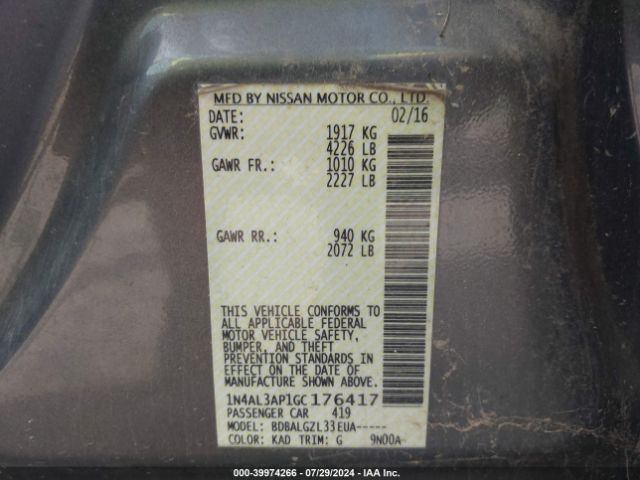 Photo 8 VIN: 1N4AL3AP1GC176417 - NISSAN ALTIMA 