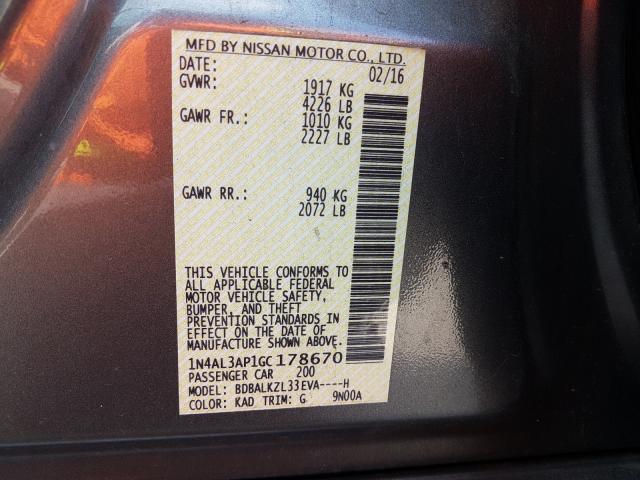 Photo 9 VIN: 1N4AL3AP1GC178670 - NISSAN ALTIMA 2.5 