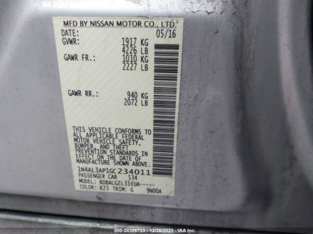 Photo 8 VIN: 1N4AL3AP1GC234011 - NISSAN ALTIMA 