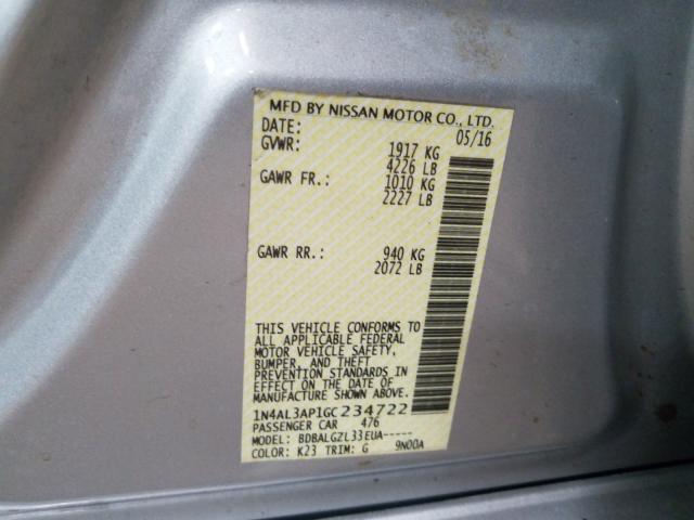 Photo 9 VIN: 1N4AL3AP1GC234722 - NISSAN ALTIMA 2.5 