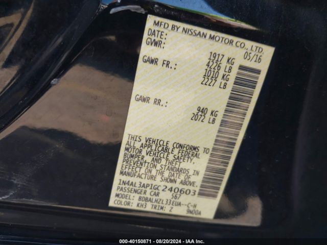 Photo 8 VIN: 1N4AL3AP1GC240603 - NISSAN ALTIMA 