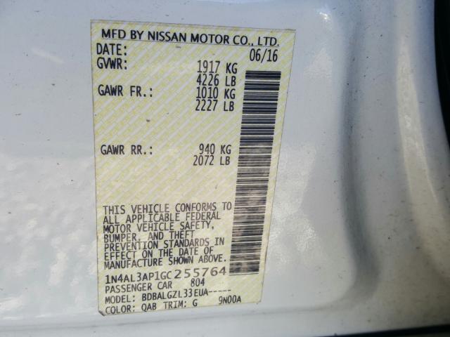 Photo 9 VIN: 1N4AL3AP1GC255764 - NISSAN ALTIMA 2.5 