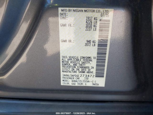 Photo 8 VIN: 1N4AL3AP1GC273472 - NISSAN ALTIMA 