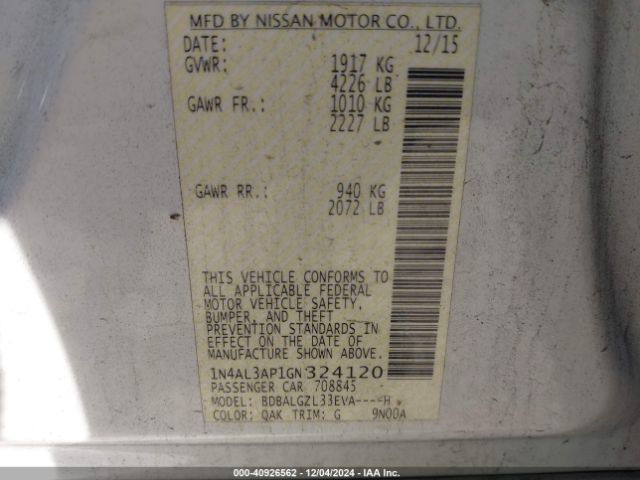 Photo 8 VIN: 1N4AL3AP1GN324120 - NISSAN ALTIMA 