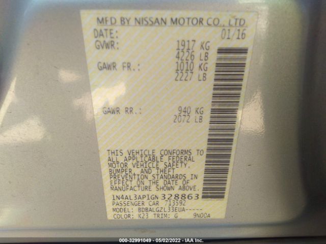 Photo 8 VIN: 1N4AL3AP1GN328863 - NISSAN ALTIMA 