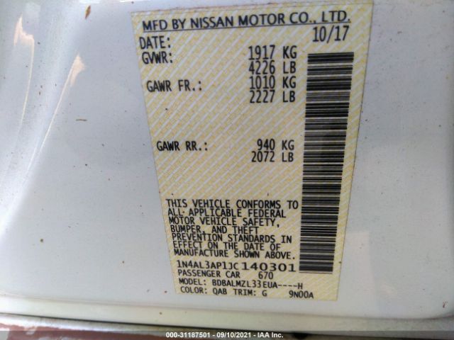 Photo 8 VIN: 1N4AL3AP1JC140301 - NISSAN ALTIMA 