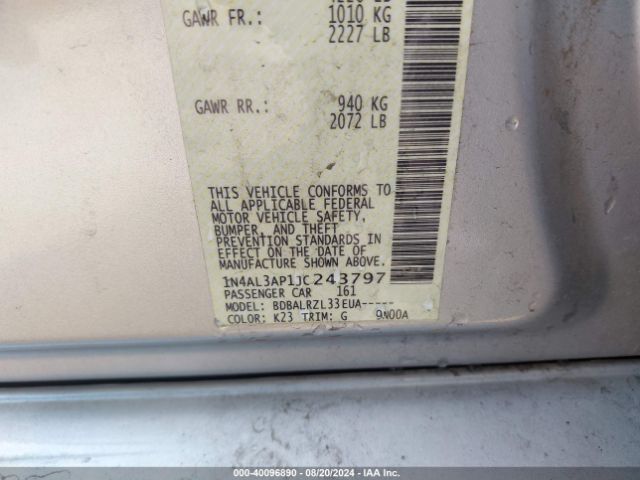 Photo 8 VIN: 1N4AL3AP1JC243797 - NISSAN ALTIMA 