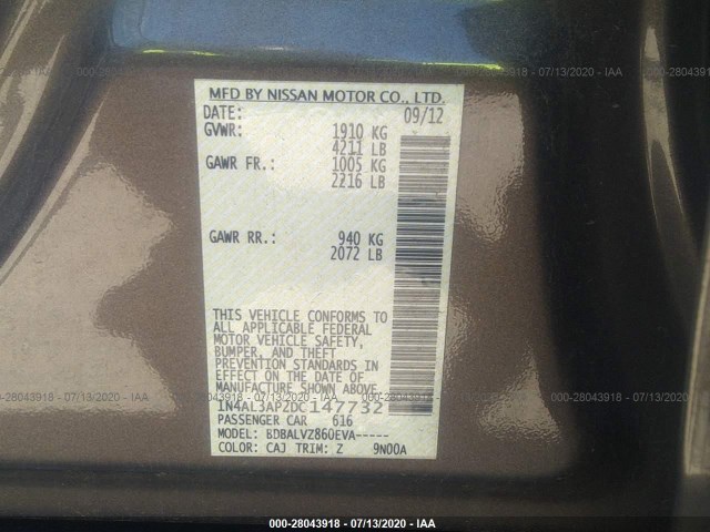 Photo 8 VIN: 1N4AL3AP2DC147732 - NISSAN ALTIMA 