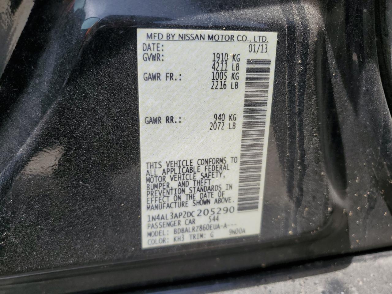 Photo 11 VIN: 1N4AL3AP2DC205290 - NISSAN ALTIMA 