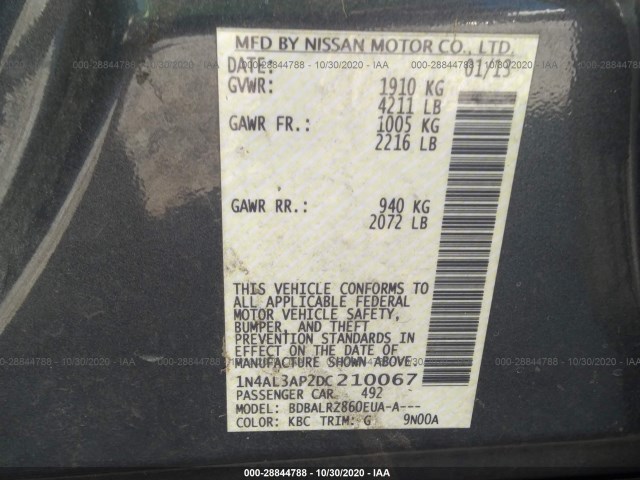 Photo 8 VIN: 1N4AL3AP2DC210067 - NISSAN ALTIMA 