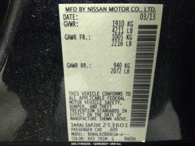 Photo 8 VIN: 1N4AL3AP2DC253601 - NISSAN ALTIMA 