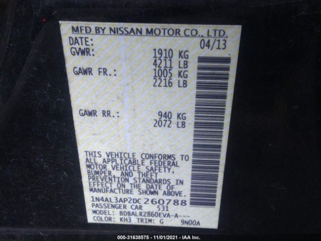 Photo 8 VIN: 1N4AL3AP2DC260788 - NISSAN ALTIMA 