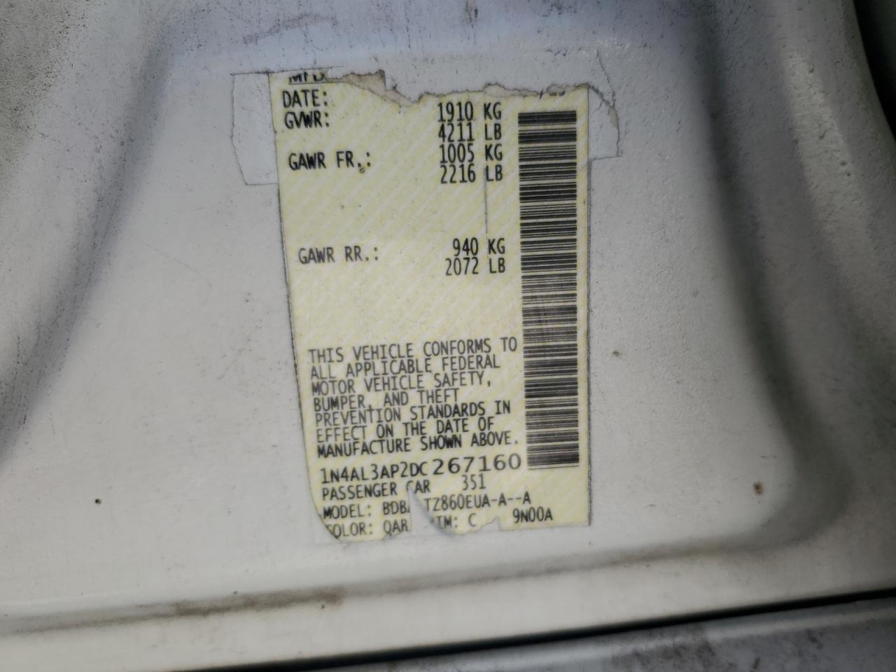 Photo 11 VIN: 1N4AL3AP2DC267160 - NISSAN ALTIMA 