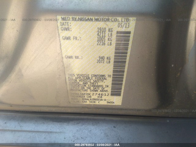 Photo 8 VIN: 1N4AL3AP2DC274612 - NISSAN ALTIMA 