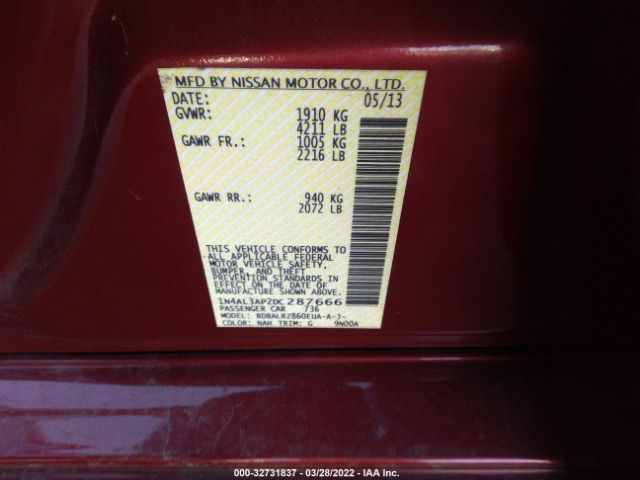 Photo 8 VIN: 1N4AL3AP2DC287666 - NISSAN ALTIMA 