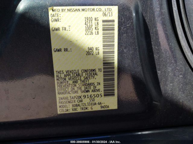 Photo 8 VIN: 1N4AL3AP2DC916505 - NISSAN ALTIMA 