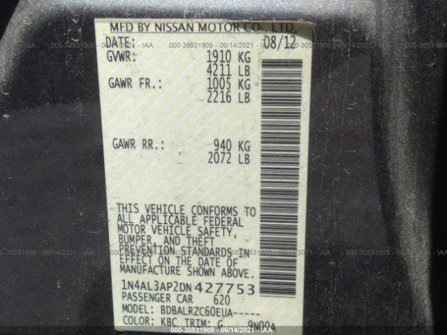 Photo 8 VIN: 1N4AL3AP2DN427753 - NISSAN ALTIMA 