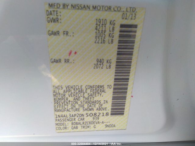 Photo 8 VIN: 1N4AL3AP2DN508218 - NISSAN ALTIMA 