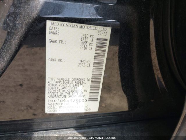 Photo 8 VIN: 1N4AL3AP2DN529005 - NISSAN ALTIMA 