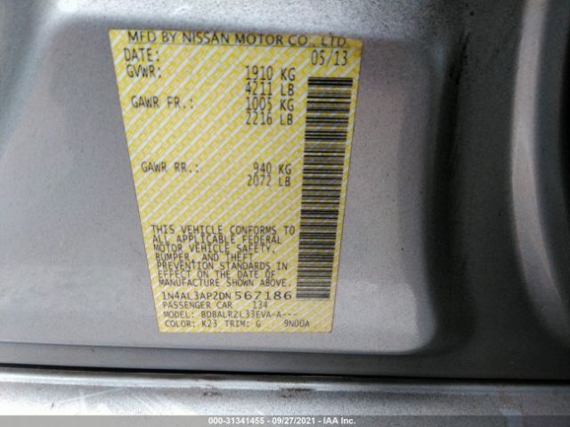 Photo 8 VIN: 1N4AL3AP2DN567186 - NISSAN ALTIMA 