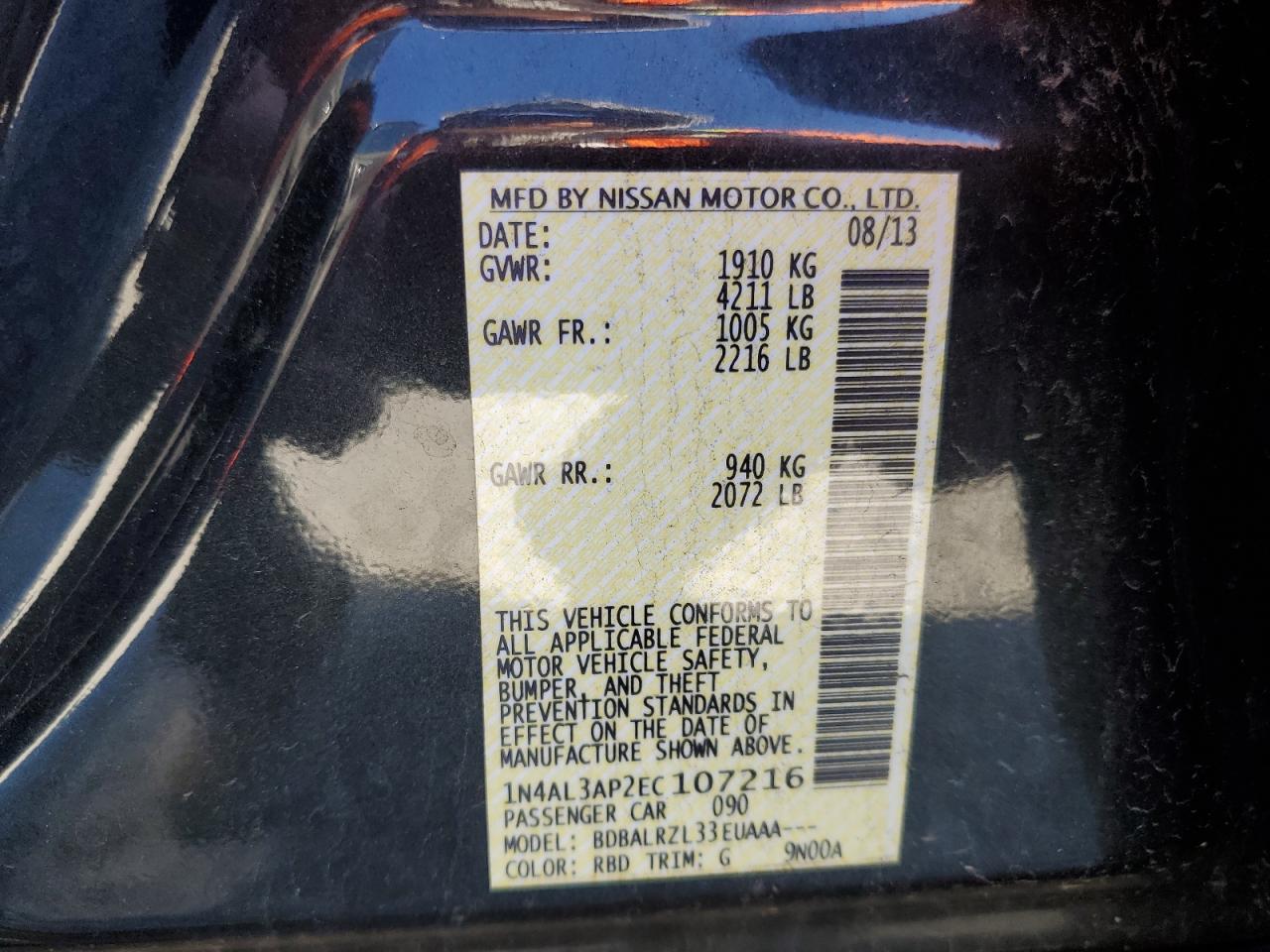 Photo 11 VIN: 1N4AL3AP2EC107216 - NISSAN ALTIMA 