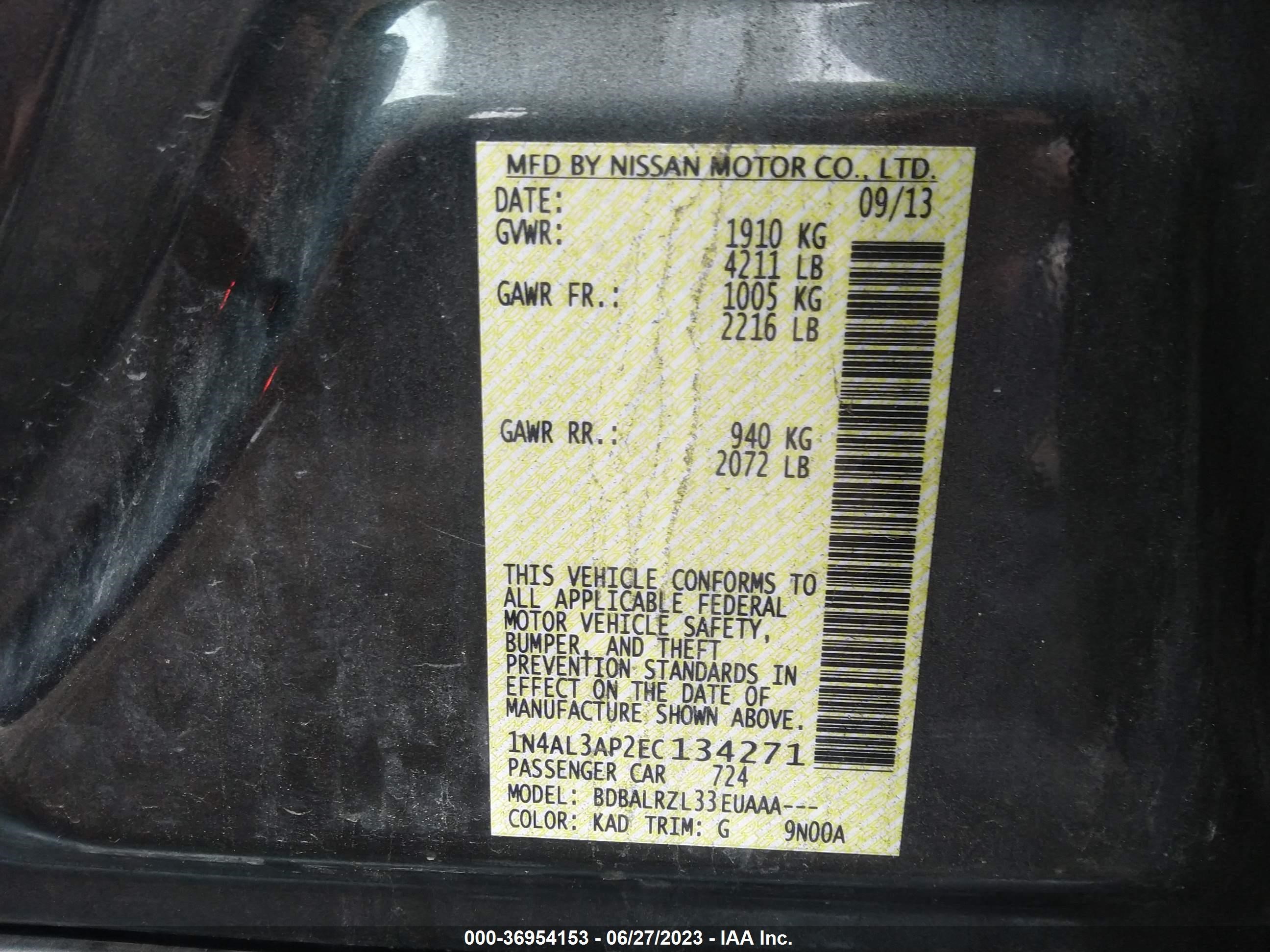 Photo 8 VIN: 1N4AL3AP2EC134271 - NISSAN ALTIMA 