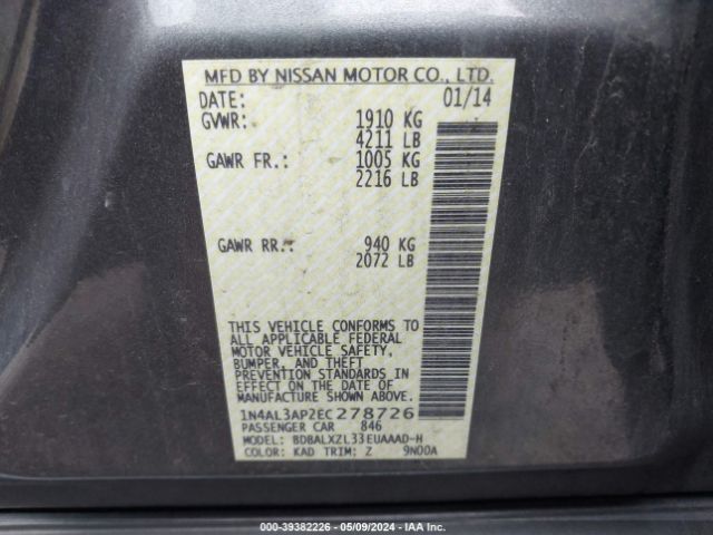 Photo 8 VIN: 1N4AL3AP2EC278726 - NISSAN ALTIMA 