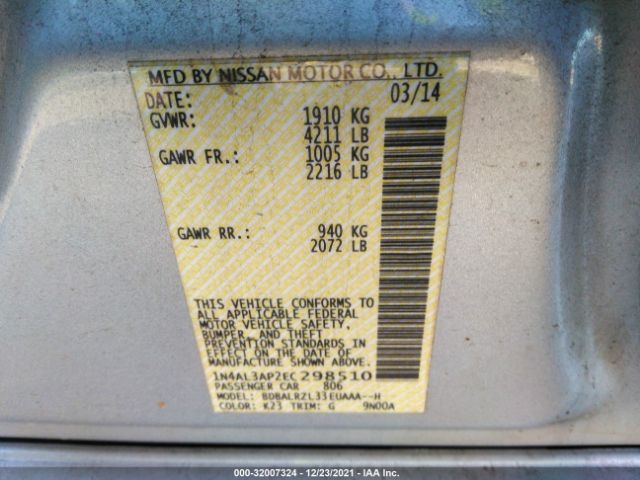 Photo 8 VIN: 1N4AL3AP2EC298510 - NISSAN ALTIMA 