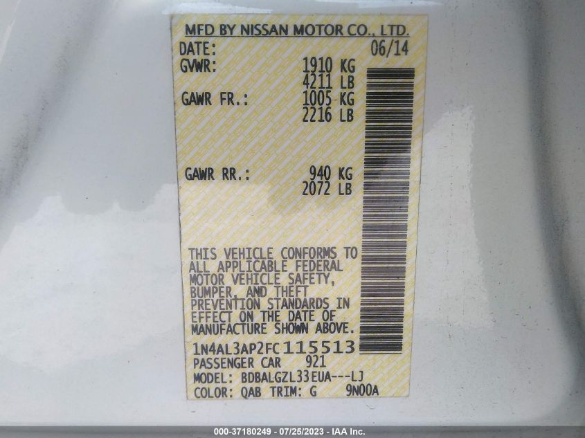 Photo 8 VIN: 1N4AL3AP2FC115513 - NISSAN ALTIMA 