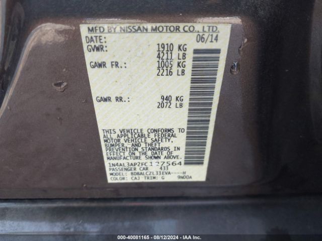 Photo 8 VIN: 1N4AL3AP2FC127564 - NISSAN ALTIMA 