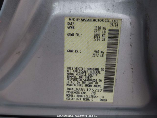 Photo 8 VIN: 1N4AL3AP2FC175257 - NISSAN ALTIMA 