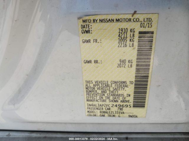 Photo 8 VIN: 1N4AL3AP2FC249695 - NISSAN ALTIMA 