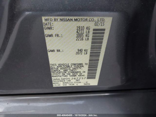 Photo 8 VIN: 1N4AL3AP2FC267257 - NISSAN ALTIMA 