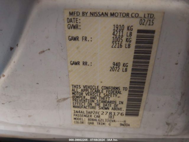 Photo 8 VIN: 1N4AL3AP2FC278176 - NISSAN ALTIMA 