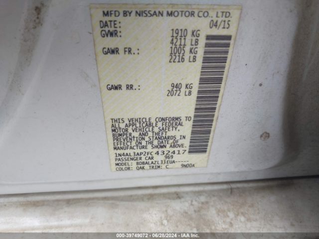 Photo 8 VIN: 1N4AL3AP2FC432417 - NISSAN ALTIMA 