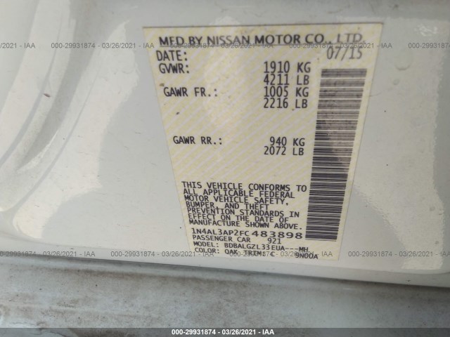 Photo 8 VIN: 1N4AL3AP2FC483898 - NISSAN ALTIMA 